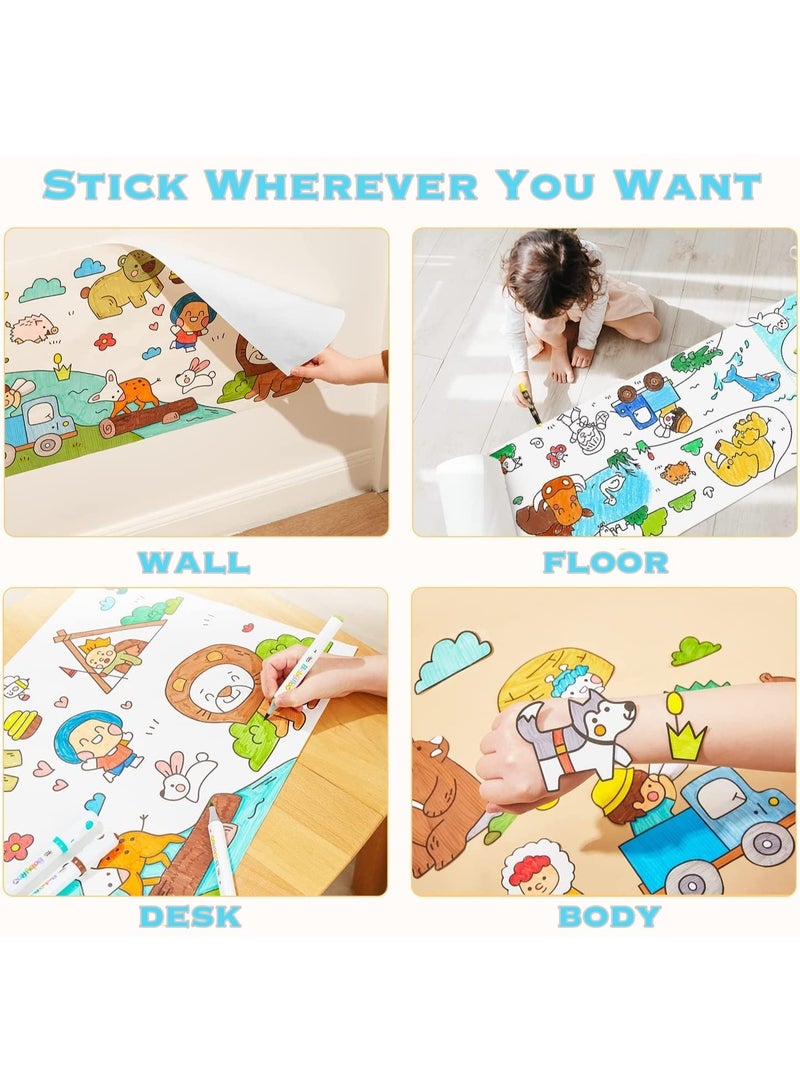 PureTuti Children's Drawing Paper Roll, 300 * 30cm Large Coloring Poster for Kids and Toddlers, Stickable DIY Painting Paper, Ideal Gift for Kids（Animal World） - Image 3