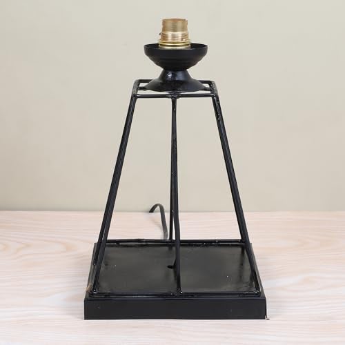 tu casa Warm Light Black Metal Bedside Table Lamp with Narcissue Floral Print Satin Shade for Home Decoration Bedroom Living Room Lounge Office Festival Decor & Gifting Study Table H - 15" / No Blub - Image 2