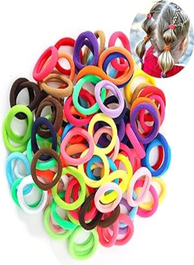 Nenjindz 25 Colours Baby Hair Bobbles Soft Elastic Hair Bobbles Nenjindz Cotton Hair Bands for Baby Girls, Multicoloured Hair Bobbles Ponytail for Girls Toddlers (Pack of 100)
