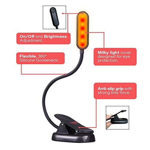 hooga Amber Book Light, Blue Light Blocking - Dual Mode Rechargeable Night Reading Light, 1600K Amber and 625nm Red for Reading in Bed at Night. Gift for Students, Kids, Travel, Study. - Image 2