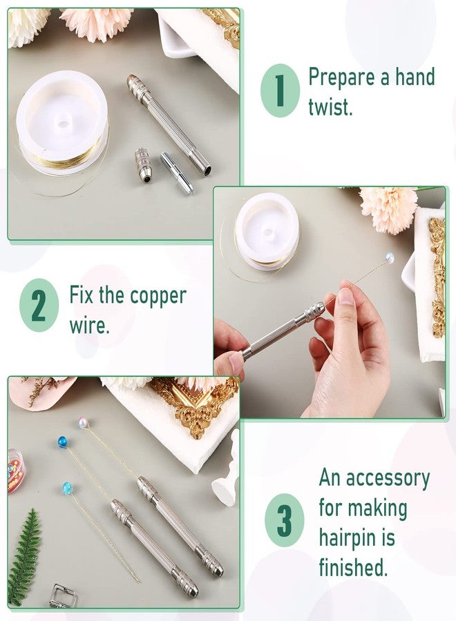 Zhehao 8 Pcs Double Ended Pin Vise DIY Hand Drill Pin Vise Resin Drill Wire Twisting Tools Jewelry Making Tools with Copper Collet Copper for DIY Hairpin Keychain Bracelets Necklace - Image 3