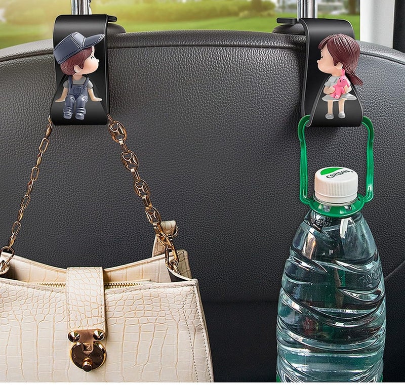 wolpin Love Couple Car Backseat Headrest Hook (Pack of 2) | Universal Hanger for Handbag Wallet Keys Grocery Bags | Durable Car Seat Organiser Space Saver Hook for Car Interior - Image 4