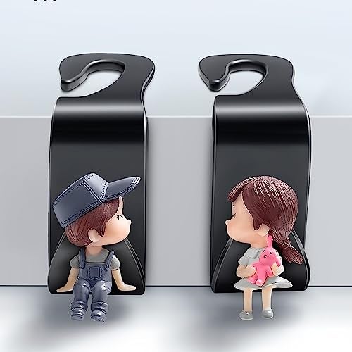 wolpin Love Couple Car Backseat Headrest Hook (Pack of 2) | Universal Hanger for Handbag Wallet Keys Grocery Bags | Durable Car Seat Organiser Space Saver Hook for Car Interior - Image 3