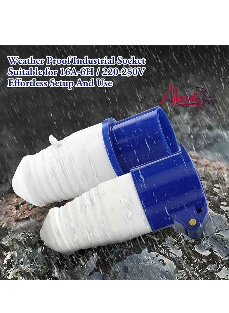ABBASALI 16A 240V Site Trailing Plug & Socket 230V 16A 3 Pin PCE 240 Volt Blue Hook Up, Weather Proof Industrial Socket, IP44 Industrial 16A Plug & Sockets Blue With 1Pc Tester & 1Pair Gloves (1 Set)  - Image 5