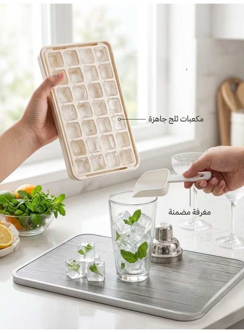 Generic valueable 1 Ice cube tray with storage bin and scoop - Easy ice drop dispenser - Transparent lid - Space-saving design - Suitable for freezer - Image 4