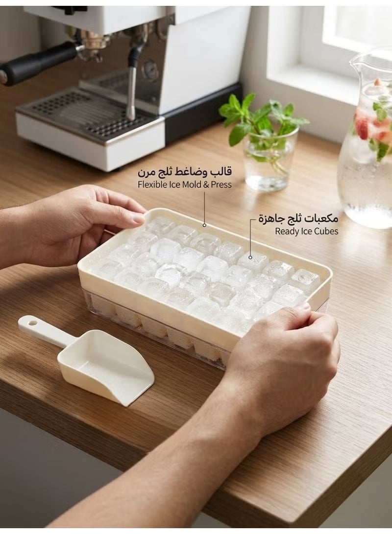 Generic valueable 1 Ice cube tray with storage bin and scoop - Easy ice drop dispenser - Transparent lid - Space-saving design - Suitable for freezer - Image 5