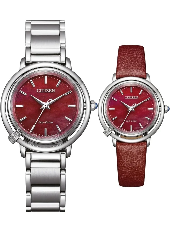 CITIZEN L Eco-Drive Red Mother of Pearl Dial Ladies Watch EM1090-78X