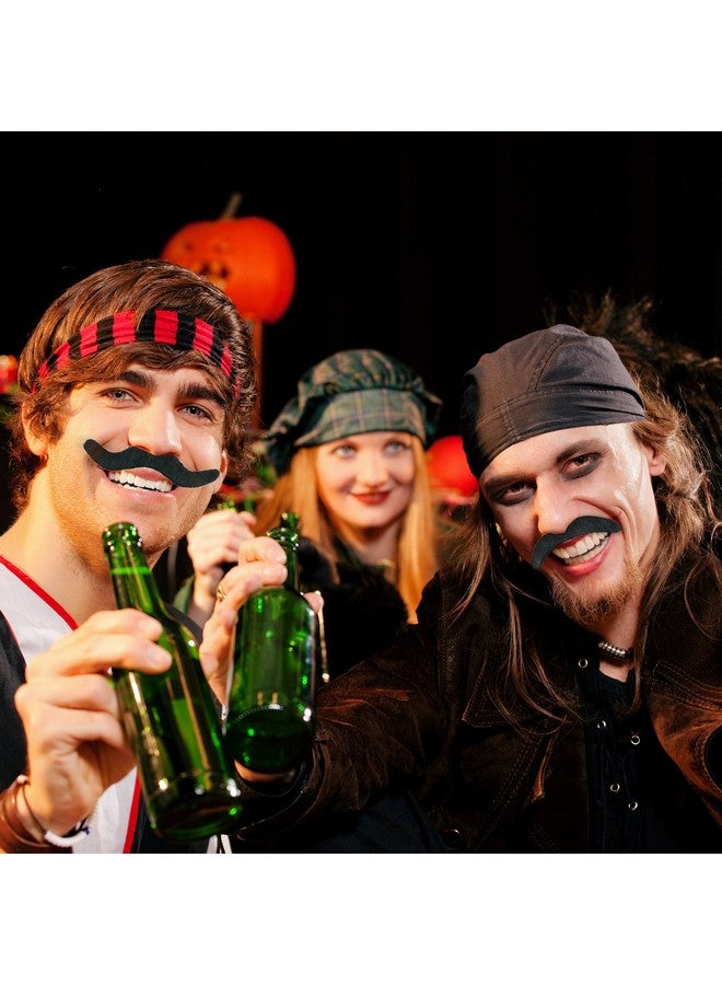 سكيلتين شوارب حفلات لاصقة ذاتية اللصق من سكيليتين - شارب أسود مزيف ومشعر - مجموعة من 3 قطع - Image 5