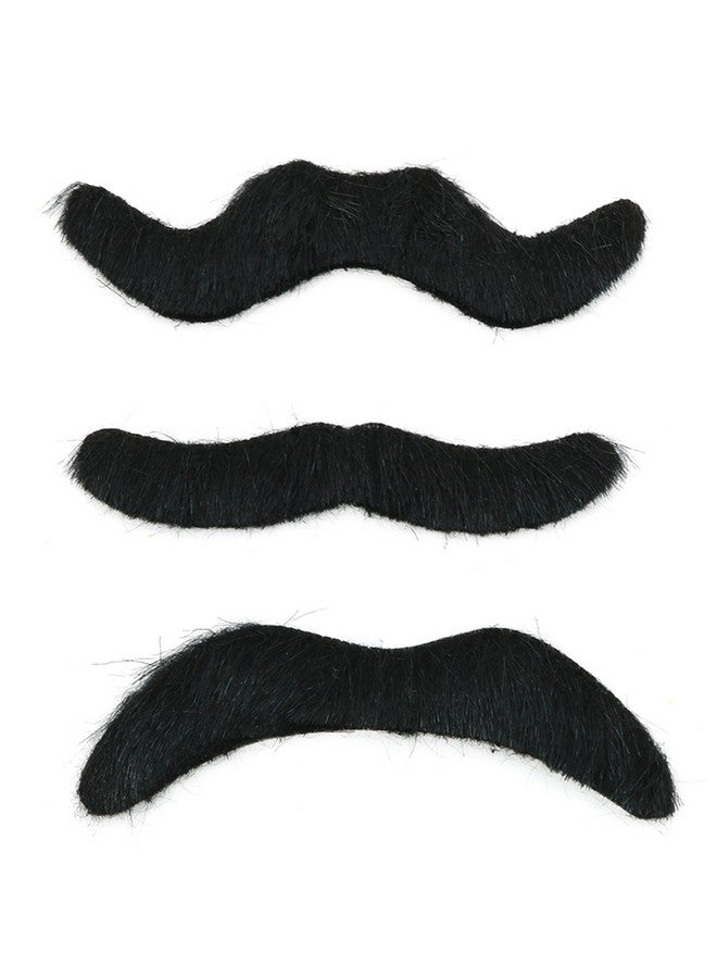 سكيلتين شوارب حفلات لاصقة ذاتية اللصق من سكيليتين - شارب أسود مزيف ومشعر - مجموعة من 3 قطع - Image 1