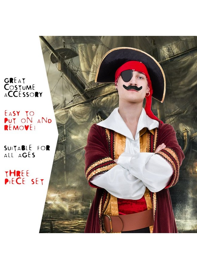 سكيلتين شوارب حفلات لاصقة ذاتية اللصق من سكيليتين - شارب أسود مزيف ومشعر - مجموعة من 3 قطع - Image 3