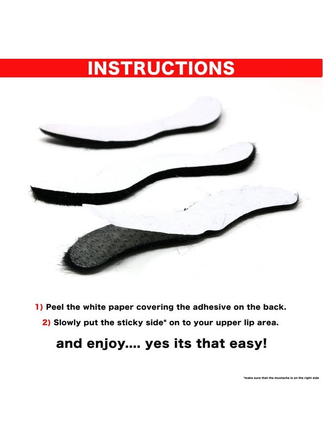 سكيلتين شوارب حفلات لاصقة ذاتية اللصق من سكيليتين - شارب أسود مزيف ومشعر - مجموعة من 3 قطع - Image 2