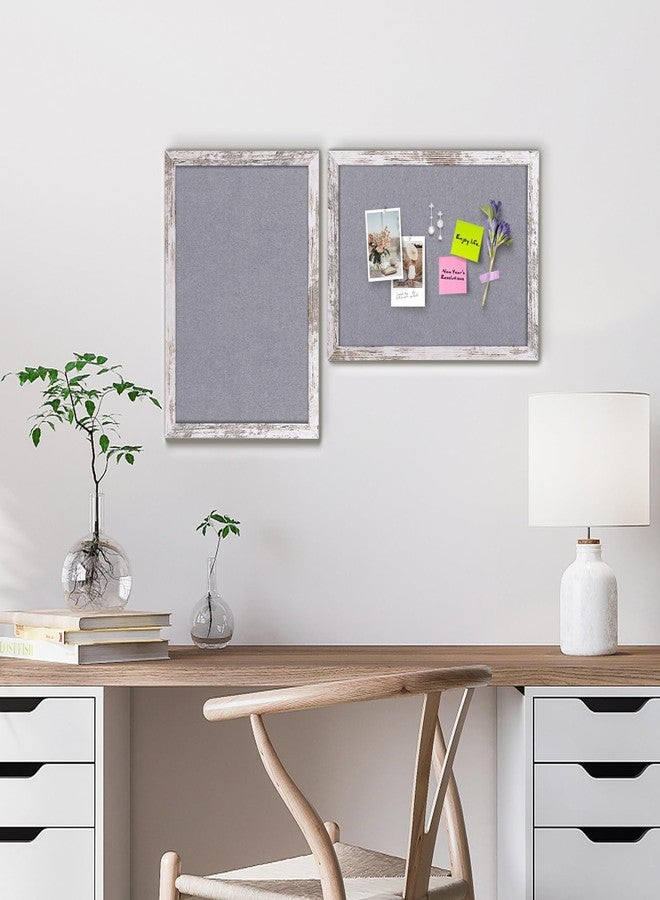 Aitakatta Gray Felt Cork Board Bulletin Board, Decorative Hanging Cork Boards for Walls with White Rustic Wood Frame, Pin Board Vision Board for Office Home and School with Pins, Screws (4333,WH,1pc) - Image 4