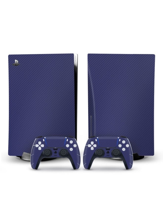 Loquat For PS5 Optical Drive Version Main Machine Game Machine Sticker Carbon Fiber Sticker PS5 Optical Drive Version Film To Picture Production-Color:Carbon Fiber Blue - Image 1