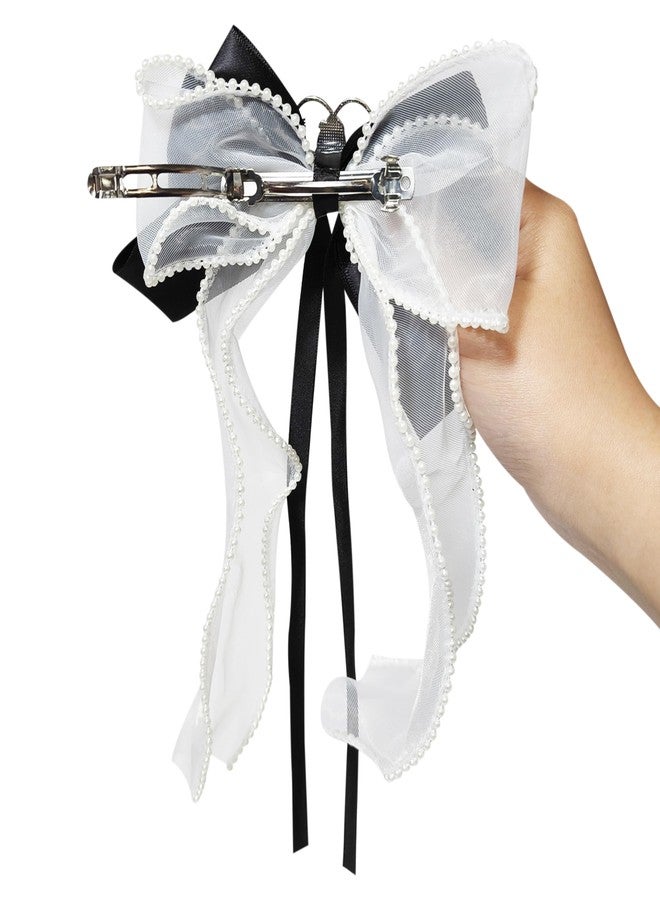LUV HER Alice in Wonderland Hair Bow - Girls Hair Accessories Back to School Gift - Double-Layered Design with Themed Charm - Sturdy French Clip - Ideal for Parties/Special Occasions/Everyday - Age 3+ - Image 2