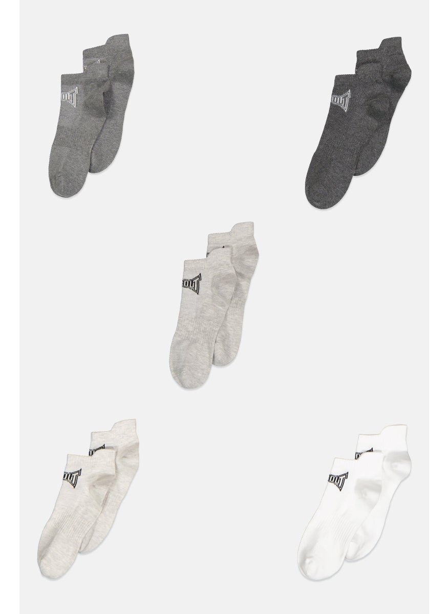 TapouT Men 5 Pairs Brand Logo Ankle Socks, Multicolor  - Image 1