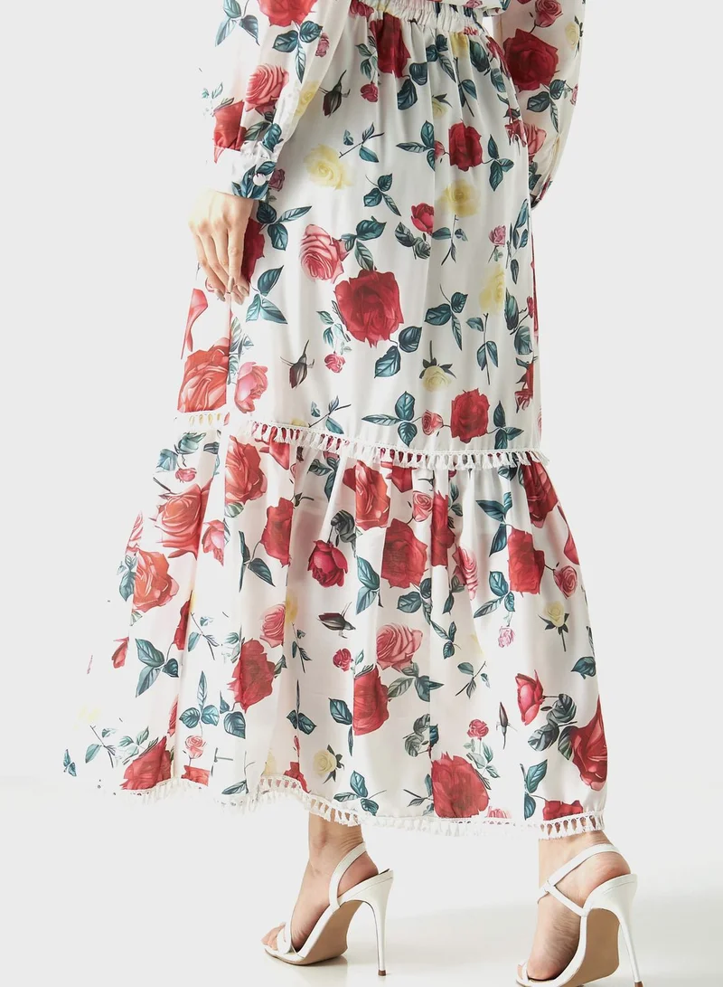2Xtremz Floral Print Tiered Skirt