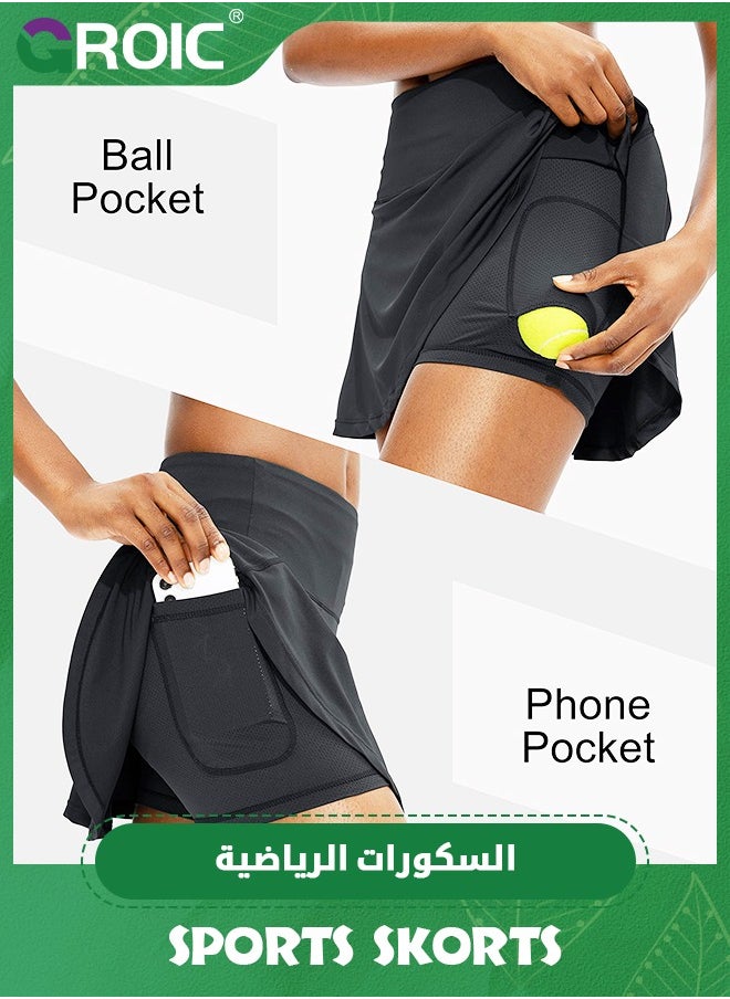GROIC Sports Skirts, Pleated Tennis Skirt for Women,  with 4 Pockets Women's High Waisted Athletic Golf Sports Skirts for Running Casual, High Waisted Workout Athletic Tennis Golf Skirts  - Image 4