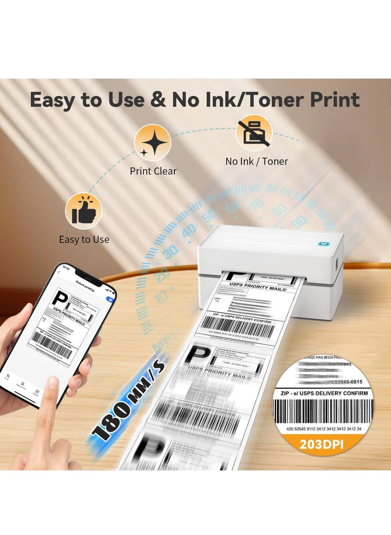 XiuWoo Bluetooth Label Printer, Label Printer 4x6, Label Printer Thermal Printer is compatible with iOS, Android and Windows for printing for most of platforms, White  - Image 2