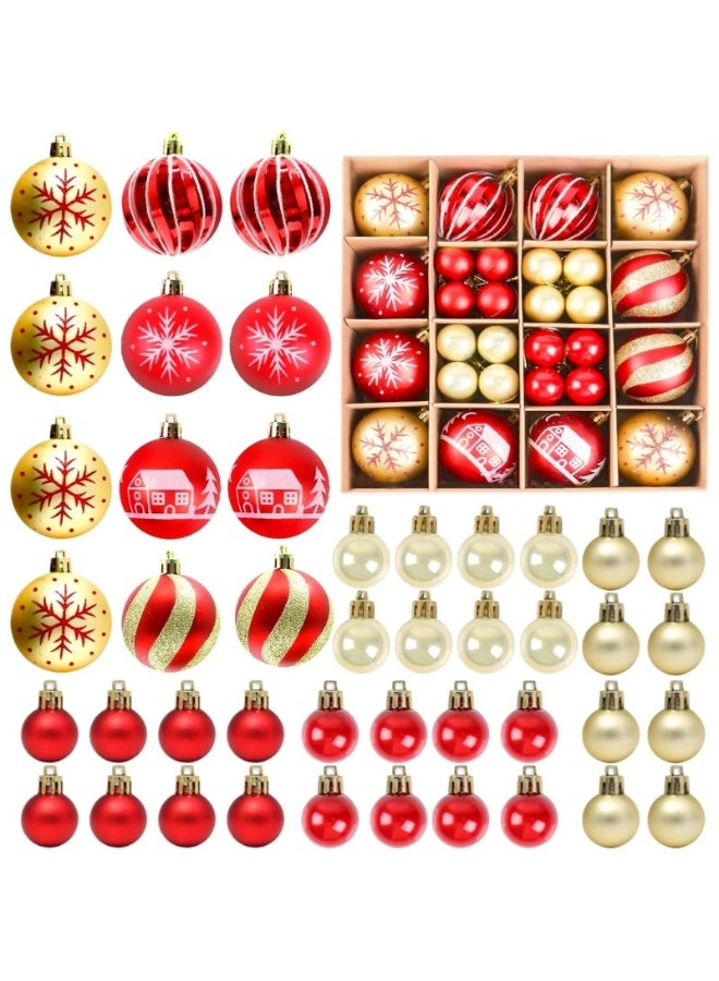 زينة كرات عيد الميلاد، 44 قطعة زينة شجرة عيد الميلاد غير قابلة للكسر، كرات زينة شجرة عيد الميلاد لتزيين أشجار عيد الميلاد لحفلات العطلات والزفاف - Image 1