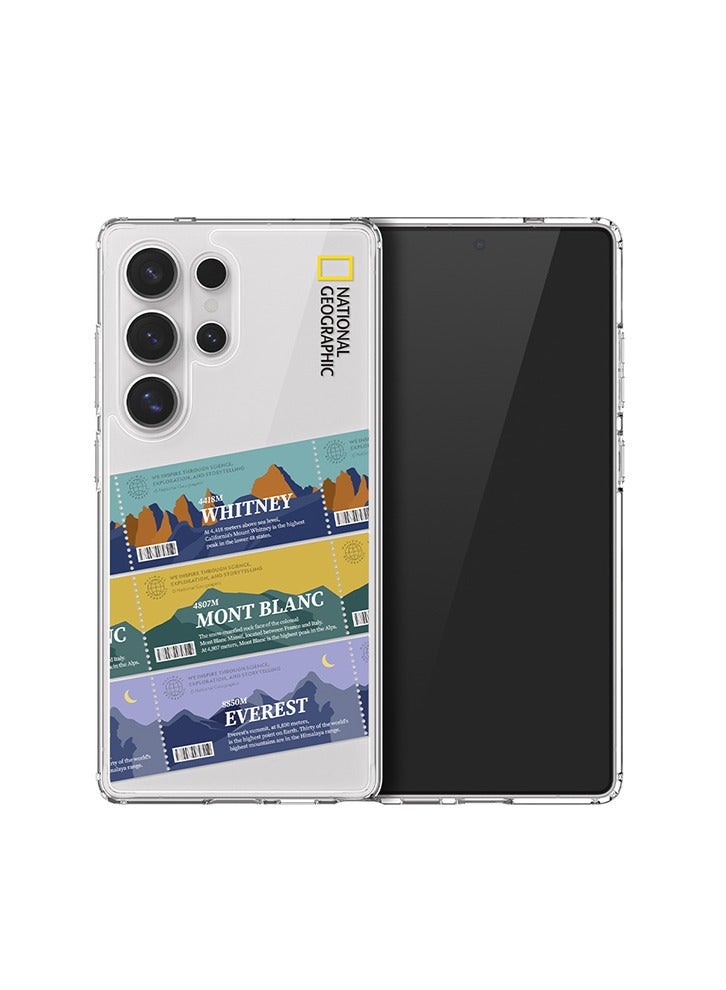 NATIONAL GEOGRAPHIC حافظة وابل كريستال كلير V2 من ناشيونال جيوغرافيك لجالاكسي S25 ألترا - شعار الجبل - Image 1