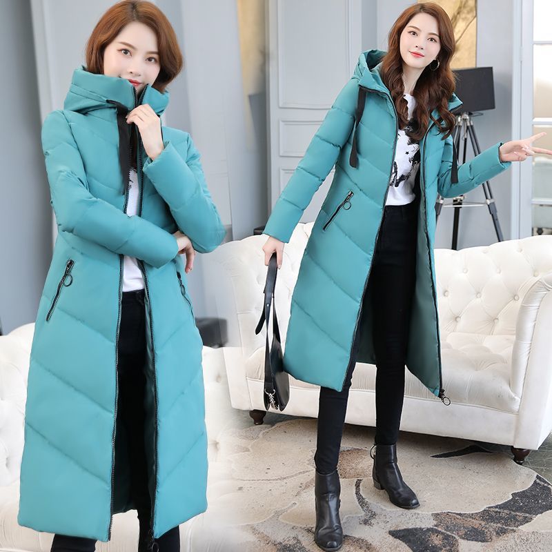 Anti-Season New Cotton Coat Plus Size Slim-Fit Down Cotton Jacket Hooded Long Thickened Cotton-Padded Coat Winter Over-Knee Cotton-Padded Coat - Image 4