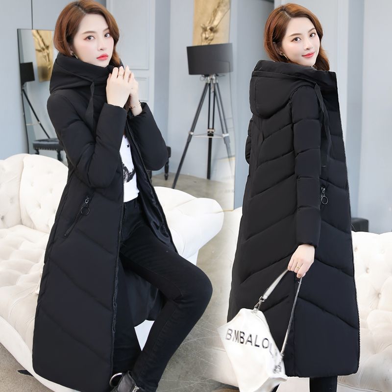 Anti-Season New Cotton Coat Plus Size Slim-Fit Down Cotton Jacket Hooded Long Thickened Cotton-Padded Coat Winter Over-Knee Cotton-Padded Coat - Image 5