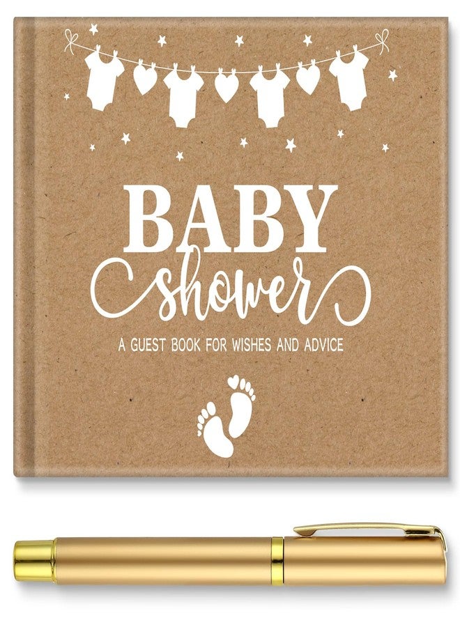 Fuyoooo Kraft Paper Baby Shower Guest Book Baby Shower Sign in Guest Book Reception with Sonogram Page Keepsake Includes Gold Pen Table Card and Adhesive Photo Corner for Birthday - Image 1