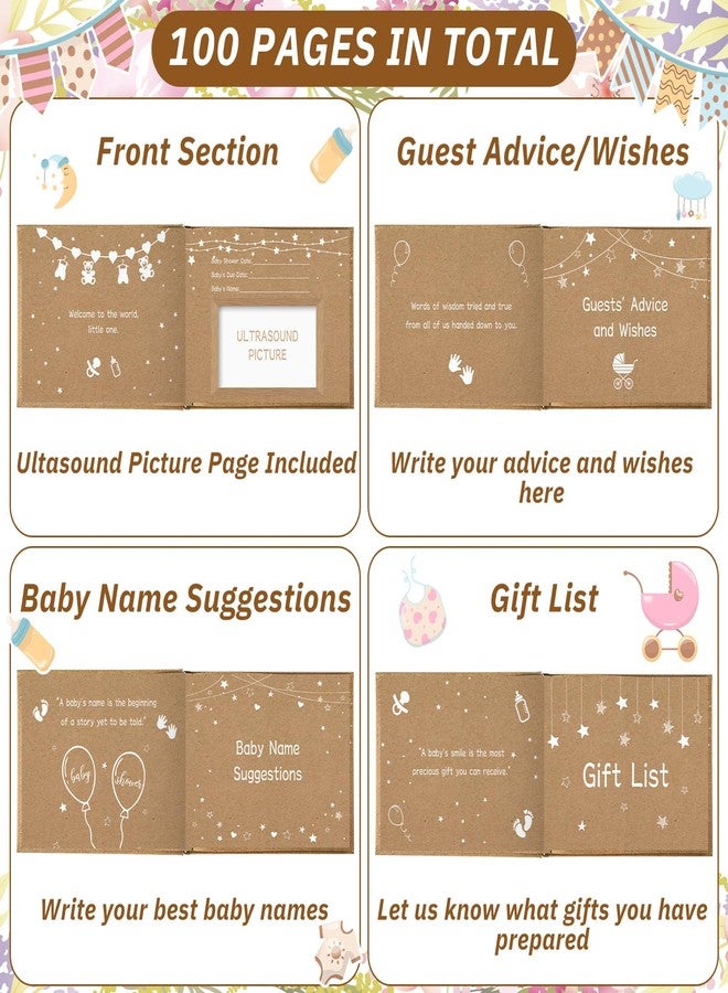 Fuyoooo Kraft Paper Baby Shower Guest Book Baby Shower Sign in Guest Book Reception with Sonogram Page Keepsake Includes Gold Pen Table Card and Adhesive Photo Corner for Birthday - Image 3