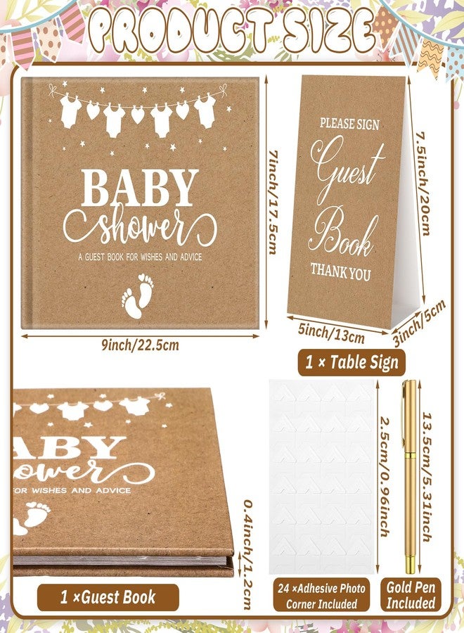 Fuyoooo Kraft Paper Baby Shower Guest Book Baby Shower Sign in Guest Book Reception with Sonogram Page Keepsake Includes Gold Pen Table Card and Adhesive Photo Corner for Birthday - Image 4