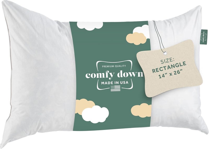 ComfyDown Decorative Throw Pillow Insert, Down and Feather Fill, 100% Cotton Cover, 233 Thread Count - Made in USA (14 X 26) - Image 1