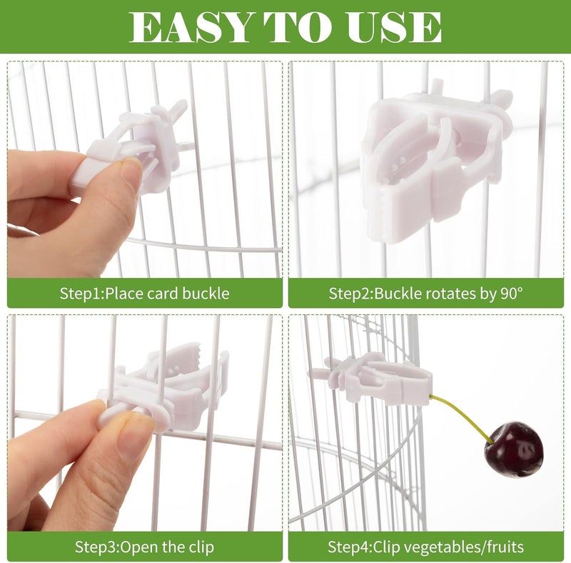 Sumind 12 Pieces Bird Cage Food Holder Parrot Fruit Vegetable Clips Pet Feeder Clip Accessory Bird Cage Feeder Clip for Budgie Parakeet Cockatoo Macaw Cockatiel Conure and Other Animals - Image 3