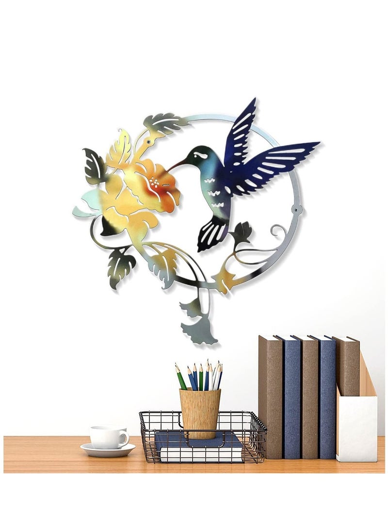 KASTWAVE Metal Bird Wall Decorations Iron Flower Birds Wall Art Sculpture Vintage Garden Wall Hanging Decorations Ornaments - Image 4