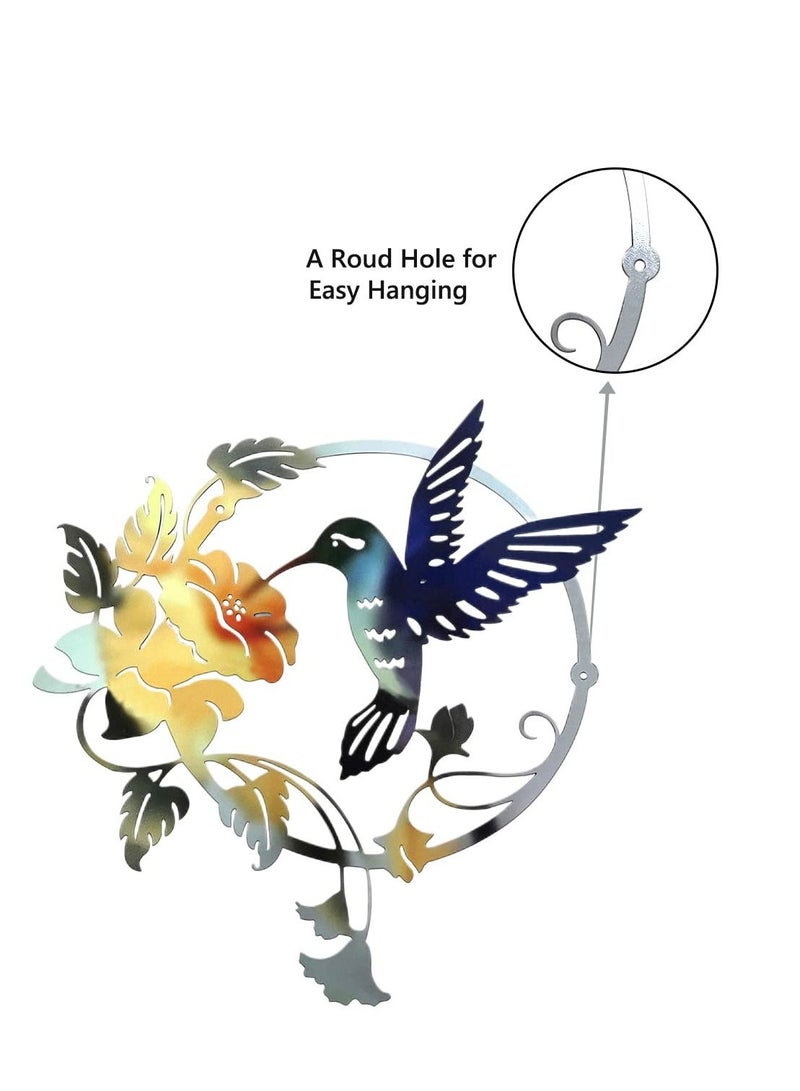 KASTWAVE Metal Bird Wall Decorations Iron Flower Birds Wall Art Sculpture Vintage Garden Wall Hanging Decorations Ornaments - Image 2