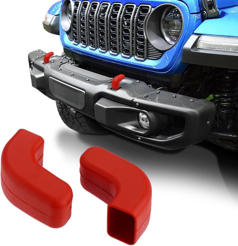 ASUBHA 2PCS Bumper Tow Hook Covers - Rubber Sleeve Protectors for Jeep Wrangler & Gladiator - Image 1