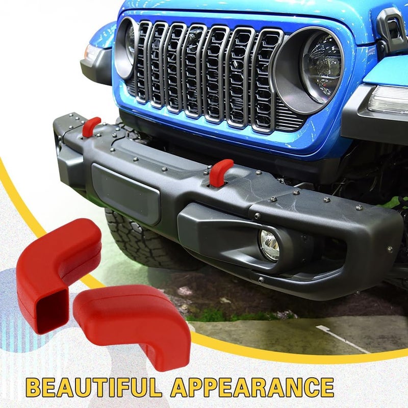 ASUBHA 2PCS Bumper Tow Hook Covers - Rubber Sleeve Protectors for Jeep Wrangler & Gladiator - Image 5