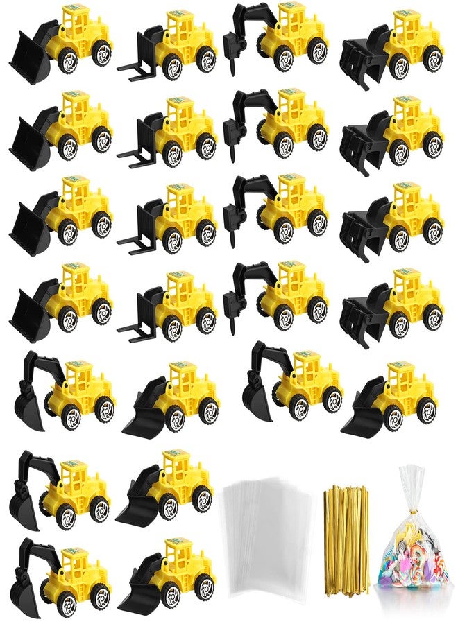 Zhanmai Mini Construction Engineering Trucks Set for Adult, 24 Pcs Small Construction Trucks and Treat Bags with Twist Ties for Cake Birthday Party Favors Birthday Party Supplies - Image 1