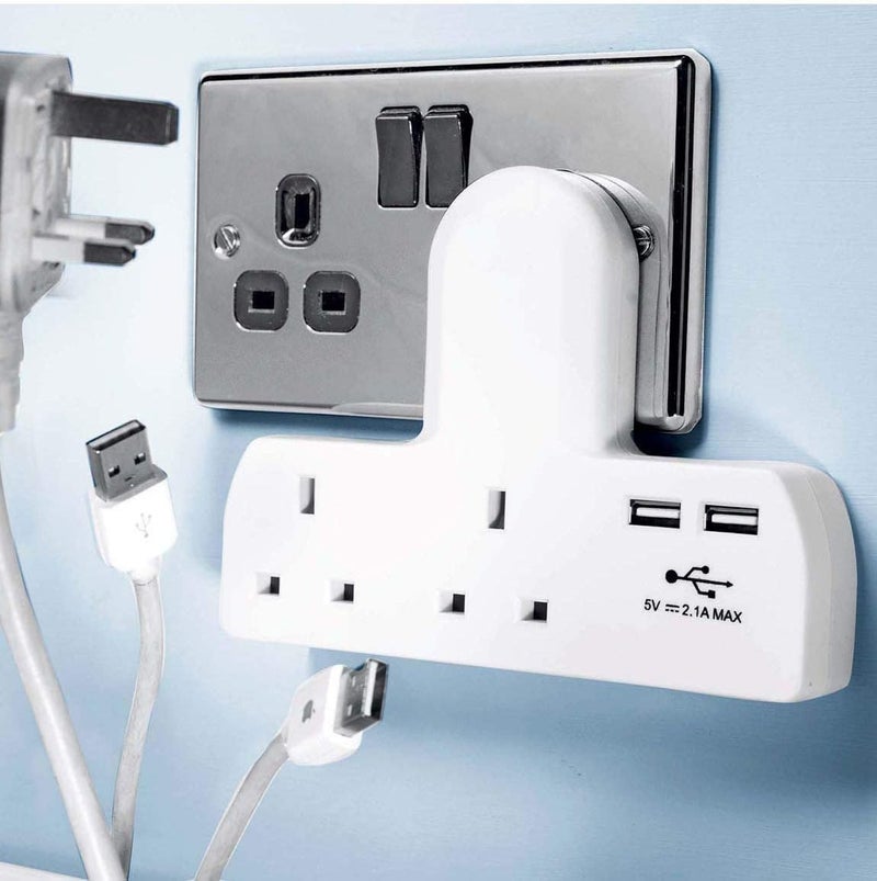 Status 2-Way 240 V Cable-Free Socket 2 x USB - White - Image 2