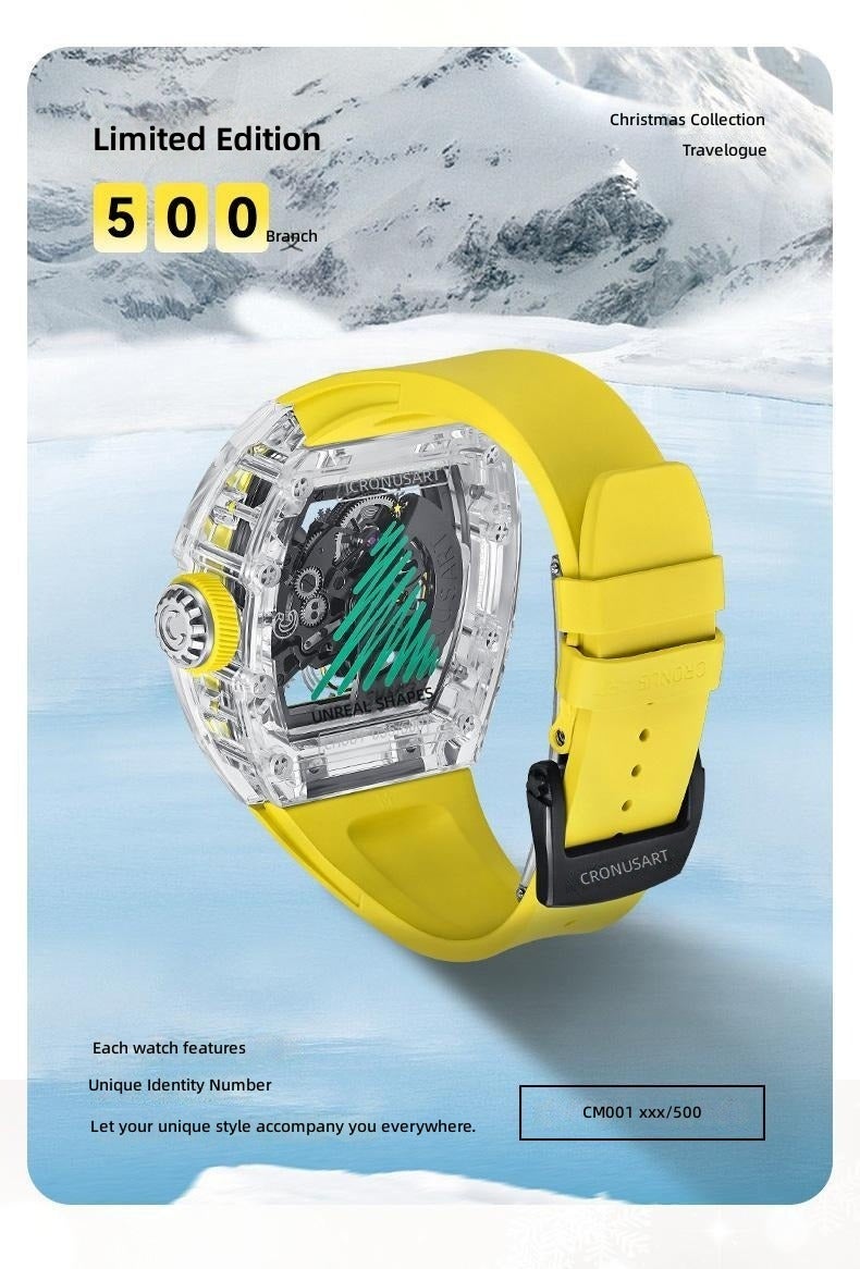 CRONUSART Christmas Gift Travel Journal Crystal Case Mechanical Watch for Men and Women - Image 5