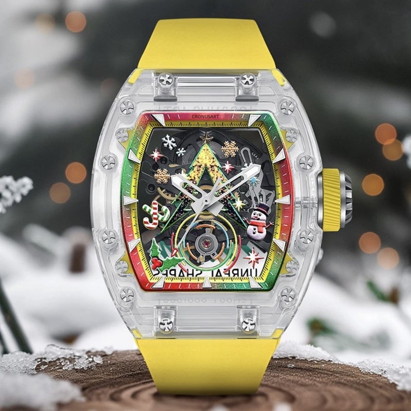 CRONUSART Christmas Gift Travel Journal Crystal Case Mechanical Watch for Men and Women - Image 2