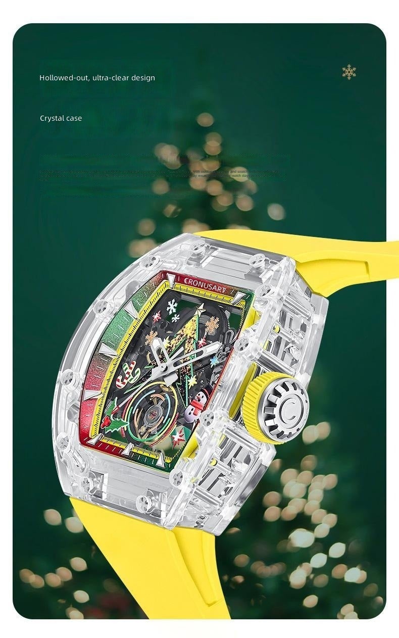 CRONUSART Christmas Gift Travel Journal Crystal Case Mechanical Watch for Men and Women - Image 4