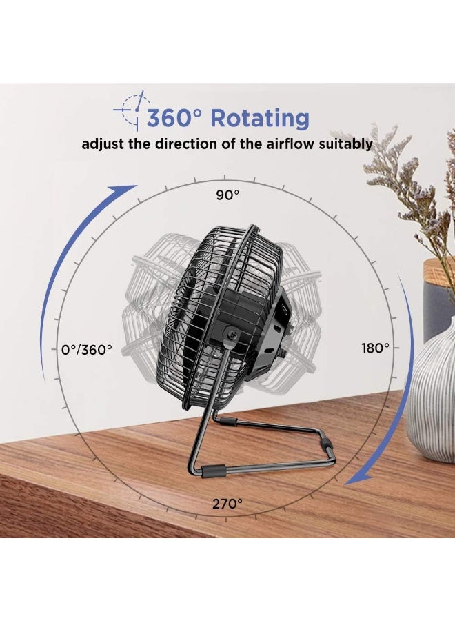 USB Desk Fan 15cm – Silent Brushless Motor, 2-Speed Air Circulator, 360° Rotation for Home, Office, Laptop & Computer Use - Image 4