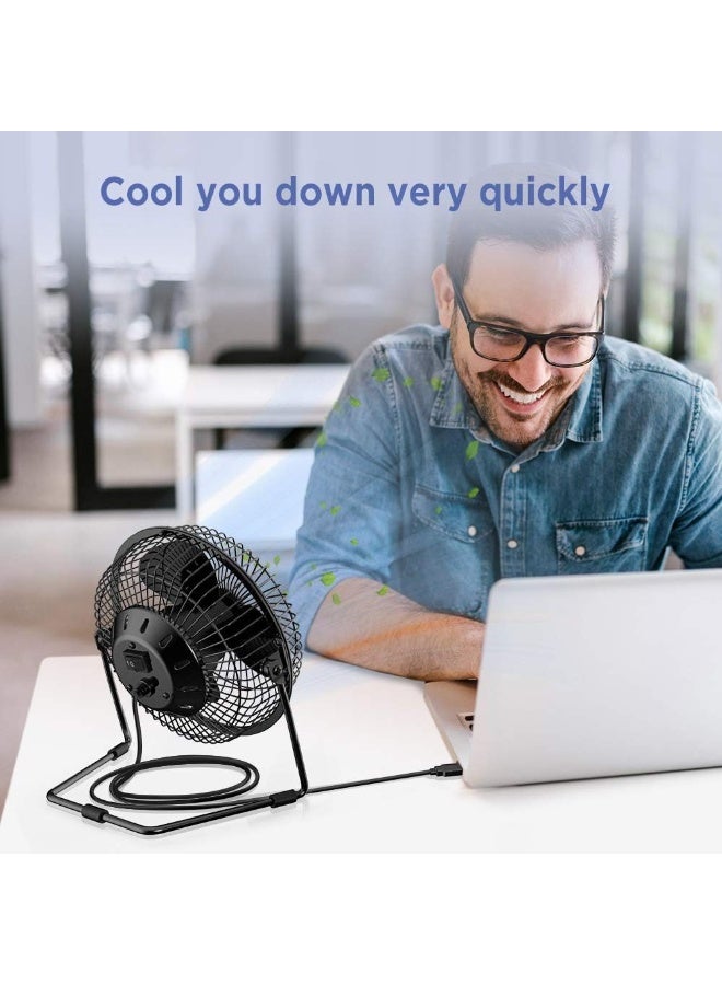 USB Desk Fan 15cm – Silent Brushless Motor, 2-Speed Air Circulator, 360° Rotation for Home, Office, Laptop & Computer Use - Image 5