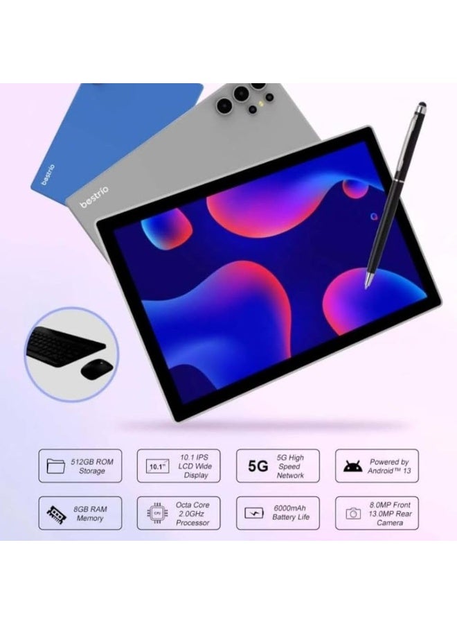 Bestrio TAB S10 10.1 Inch Android 13 Tablet 8GB RAM 512GB ROM 5G WiFi Octa Core Dual Camera 6000mAh with Keyboard Mouse Stylus and Case - Image 5