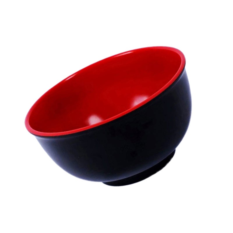 1 Pc 1050ML Imitation Porcelain Soup Bowl Anti-fall Rice Bowl Red Black Double Color Noodles Bowl -19x9cm (Black) - Image 3