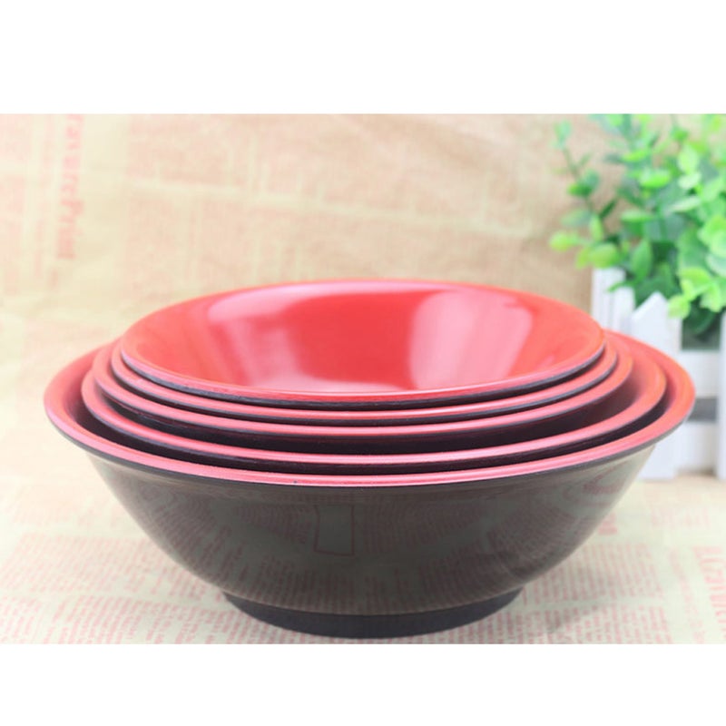 1 Pc 1050ML Imitation Porcelain Soup Bowl Anti-fall Rice Bowl Red Black Double Color Noodles Bowl -19x9cm (Black) - Image 5
