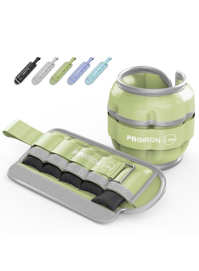 PROIRON Adjustable Ankle Weights 1 Pair 1 2 3 4 5kg Leaher Arm Leg Weights Reflective Wrist Weights Set for Fitness Exercise Jogging Aerobics 0.5-2.5 kg Each Ankle - Image 1