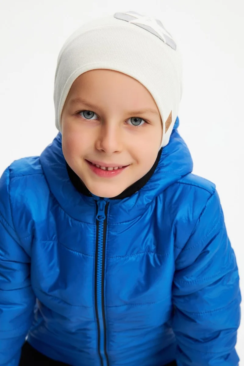 بيبيجيز White Baby Boy Kid Pompom Beanie Neck Collar Set Soft Double Layer 100% Natural Cotton