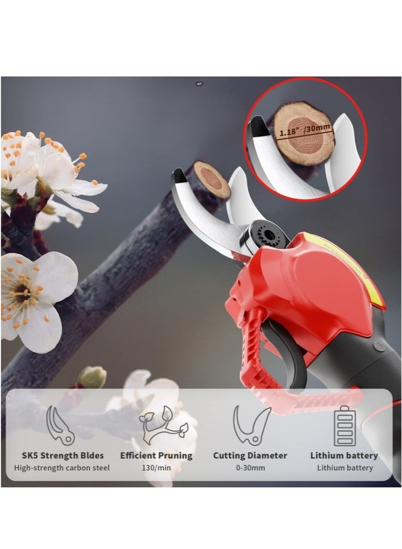 Electric Pruning Scissors, 21V Portable Handheld Electric Pruning Shears with 1pcs Battery, Cordless Tree Branch Pruner 25mm Cutting Diameter, Red Color - Image 5
