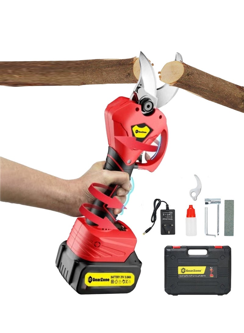 Electric Pruning Scissors, 21V Portable Handheld Electric Pruning Shears with 1pcs Battery, Cordless Tree Branch Pruner 25mm Cutting Diameter, Red Color - Image 1