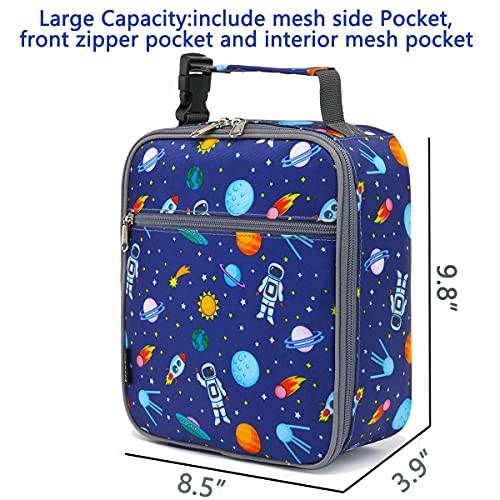 FlowFly Kids Lunch box Insulated Soft Bag Mini Cooler Back to School Thermal Meal Tote Kit for Girls, Boys, Astronaut - Image 3